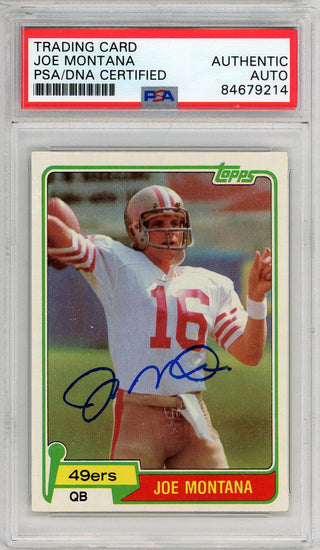 Joe Montana Autographed 1981 Topps Card (PSA)