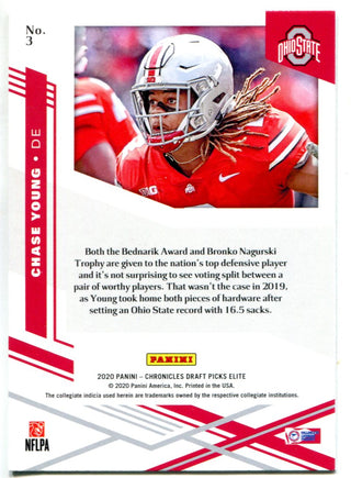 Chase Young 2020 Panini Chronicles Draft Picks Elite Rookie Card