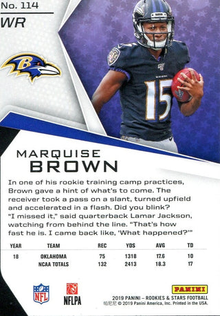 Marquise Brown 2019 Panini Rookies & Stars Rookie Card