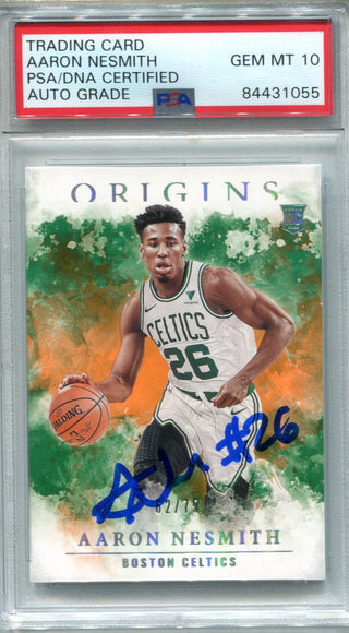 Aaron Nesmith 2020-21 Panini Origins #84 PSA Auto GEM MT 10 RC /75