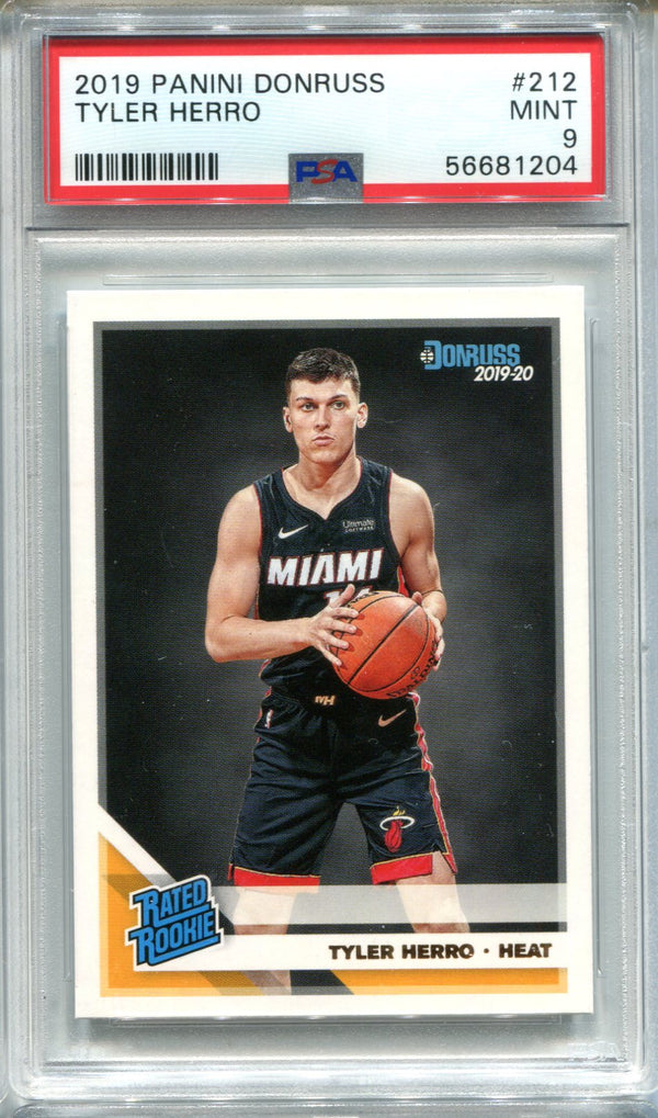 Tyler Herro 2019 Panini Donruss Rated Rookie #212 PSA Mint 9 Card