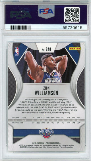 Zion Williamson 2019 Panini Prizm Rookie Card #248 (PSA)