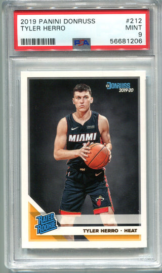 Tyler Herro 2019 Panini Donruss Rated Rookie #212 PSA Mint 9 Card