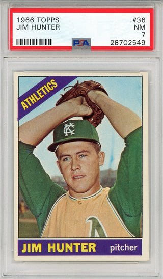 Jim Catfish Hunter 1966 Topps Card #36 (PSA NM 7)