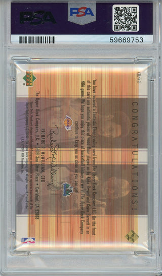 Kobe Bryant & Kevin Garnett 2001 Upper Deck Hardcourt Fantastic Floor Card #KB/KG (PSA NM-MT 8)