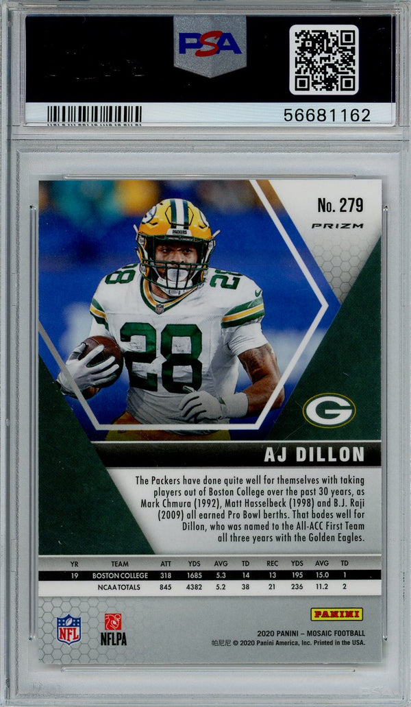 AJ Dillon 2020 Panini Mosaic Grade 10 Card #279