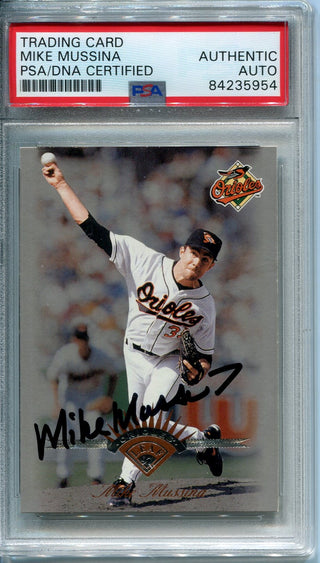 Mike Mussina 1997 Autographed Leaf Card (PSA)