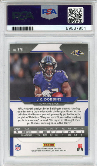 JK Dobbins 2020 Panini Prizm Rookie Card #379 (PSA)