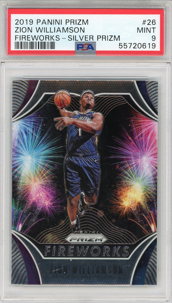 Zion Williamson 2019 Panini Prizm Fireworks Silver Rookie Card #26 (PSA)