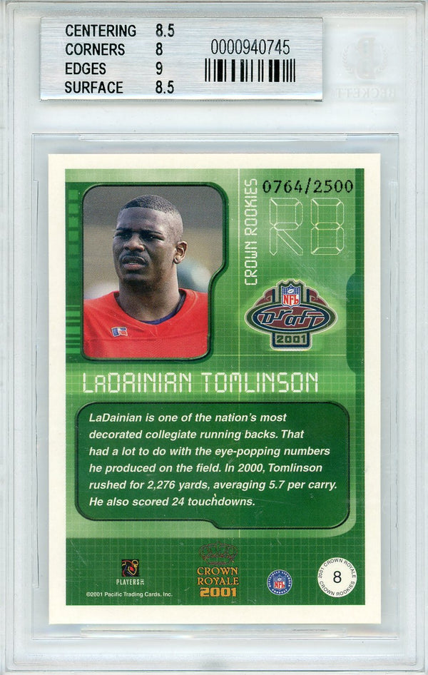 Ladainian Tomlinson 2001 Crown Royale Crown Rookies Card #8 (Beckett NM-MT+ 8.5)