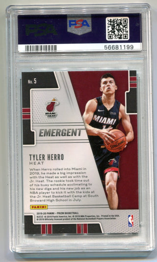 Tyler Herro 2019 Panini Prizm Emergent #5 PSA Mint 9 Card