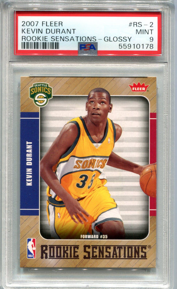 Kevin Durant 2007 Fleer Rookie Sensations #RS-2 PSA Mint 9 Card