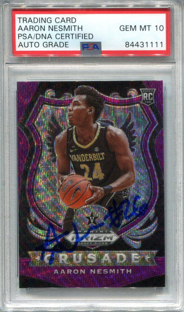 Aaron Nesmith 2020-21 Prizm Draft Picks Purple Wave #95 PSA Auto Gem MT 10 RC