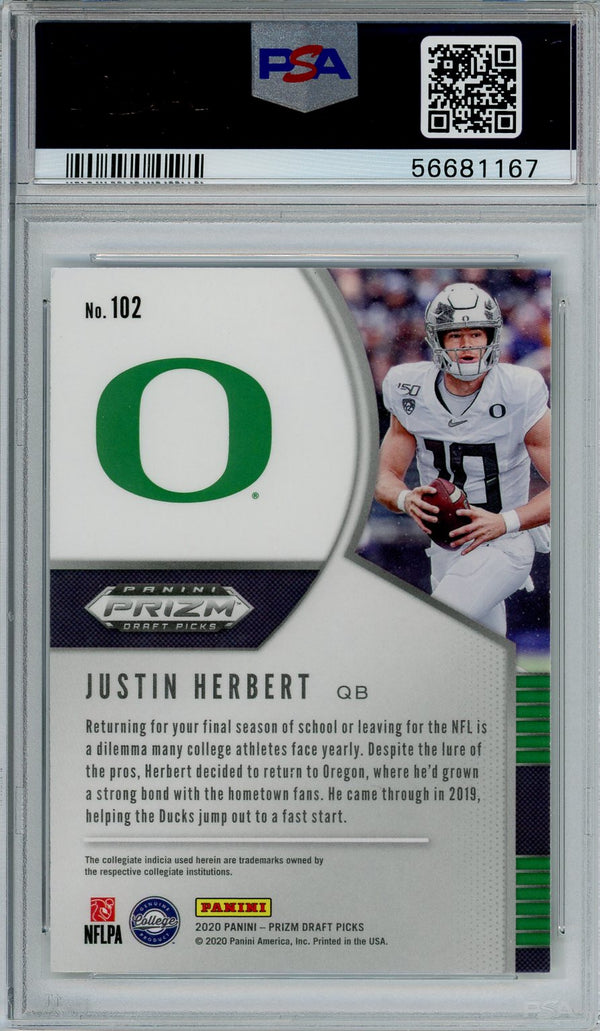 Justin Herbert 2020 Panini Prizm DP Grade 9 Card #102