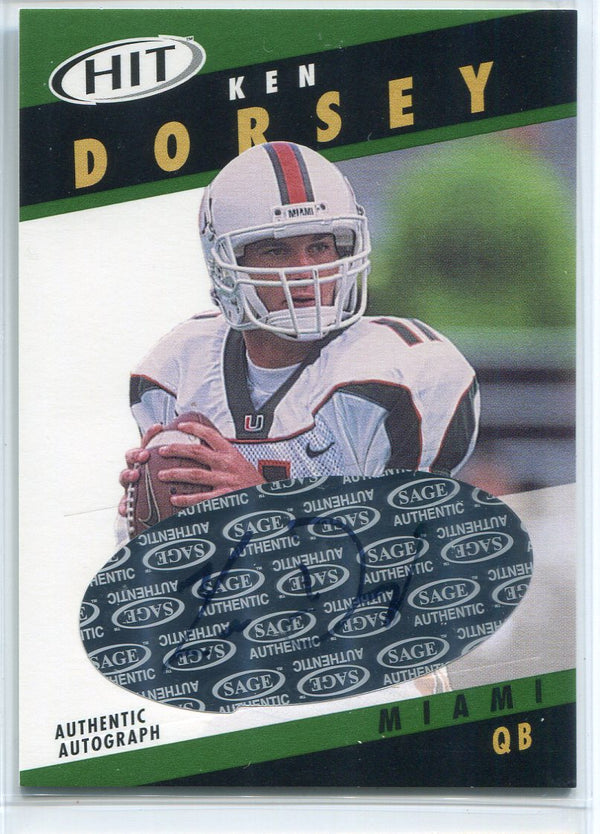 Ken Dorsey Autographed 2003 Sage Hit Rookie Card