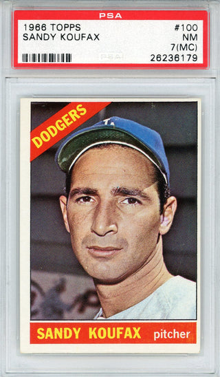 Sandy Koufax 1966 Topps Card #100 (PSA NM 7 MC)