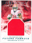 Brandon Aiyuk 2021 Panini Origins Future Fabrics Patch Card #FF-BA