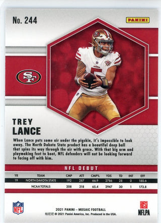 Trey Lance 2021 Panini Mosaic NFL Debut Rookie Card #244