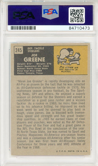 Joe Greene "HOF 87" Autographed 1971 Topps Card #245 (PSA Auto Mint 9)