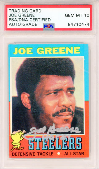 Joe Greene "HOF 87" Autographed 1971 Topps Card #245 (PSA Auto GEM MT 10)