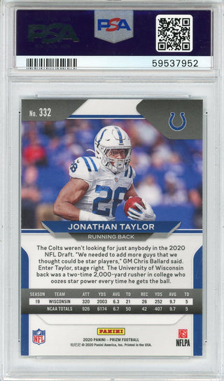 Jonathan Taylor 2020 Panini Prizm Rookie Card #332 (PSA)