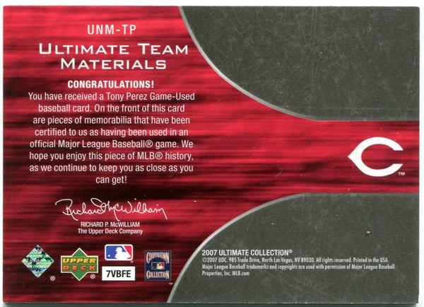 Tony Perez Upper Deck Ultimate Numbers 16/24 Jersey Card