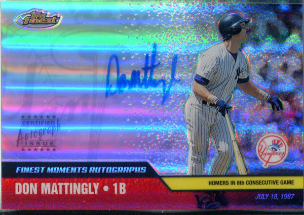 Don Mattingly Autographed 2002 Topps Finest Card