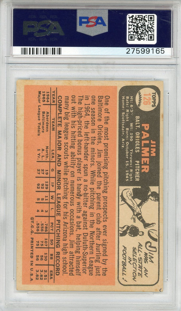 Jim Palmer 1966 Topps Card #126 (PSA EX 5)