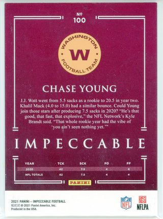 Chase Young 2021 Panini Impeccable Card #100