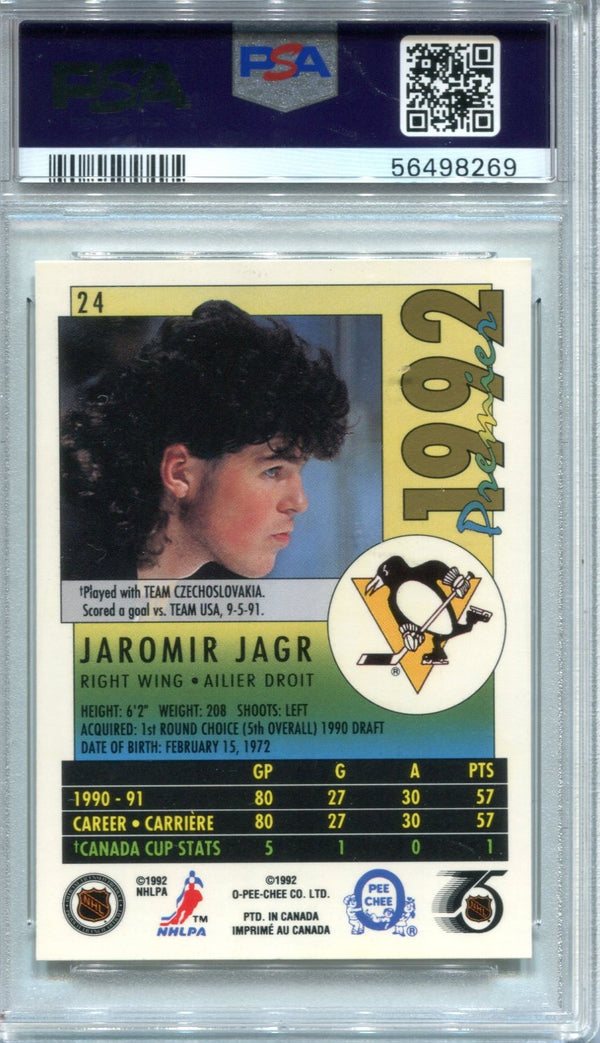 Jaromir Jagr 1991 O-PEE-CHEE- Premier #24 PSA NM-MT 8 Card