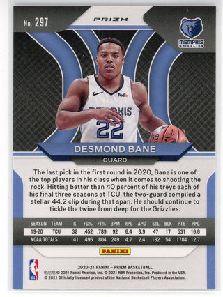 Desmond Bane 2020-21 Panini Prizm Purple Prizm Rookie Card #297