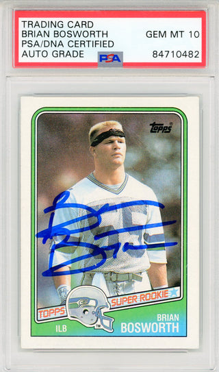 Brian Bosworth Autographed 1988 Topps Card #144 (PSA Auto GEM MT 10)