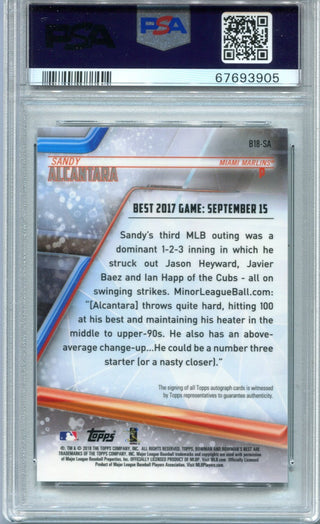 Sandy Alcantara 2018 Bowman`s Best #B18SA (PSA) AUTH/AUTO 9 Card