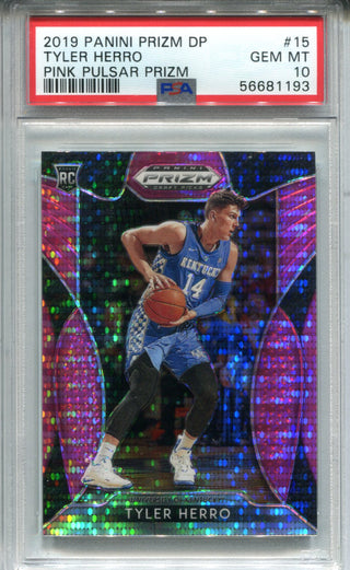 Tyler Herro 2019 Panini Prizm DP #15 Pink Pulsar Prizm #15 PSA 10 Card