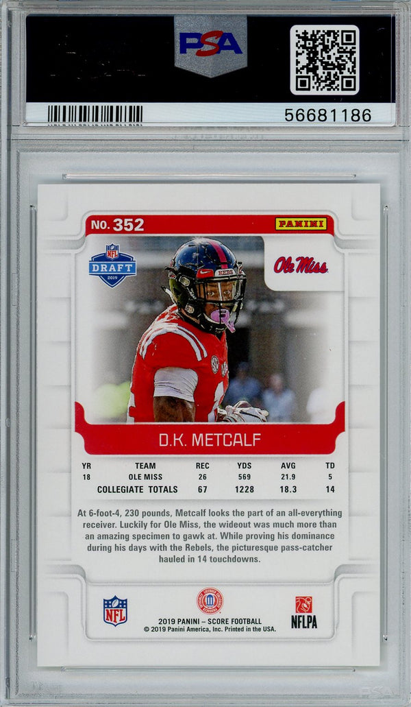 DK Metcalf 2019 Panini Score Grade 9 Card #352