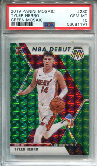 Tyler Herro 2019 Panini Green Mosaic #280 PSA GEM MT 10 Card