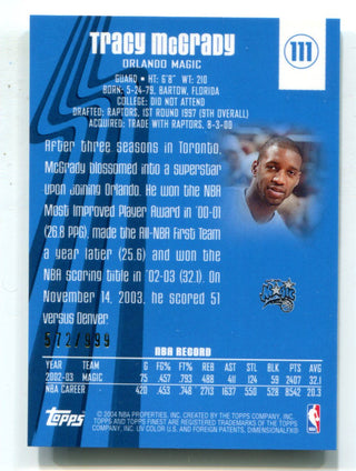 Tracy McGrady 2004 Topps Finest #111 Jersey Card /999