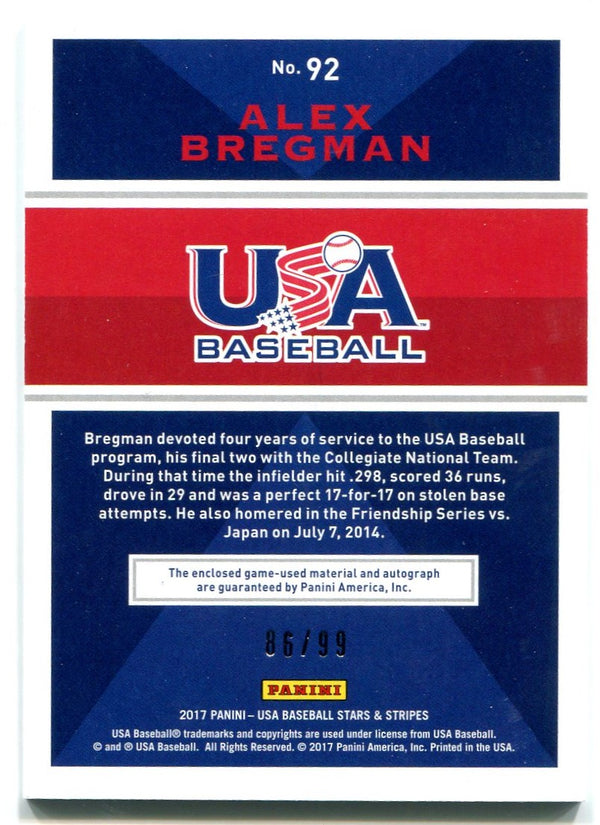 Copy of Alex Bregman Panini Stars and Stripes Patch Auto 86/99 2015