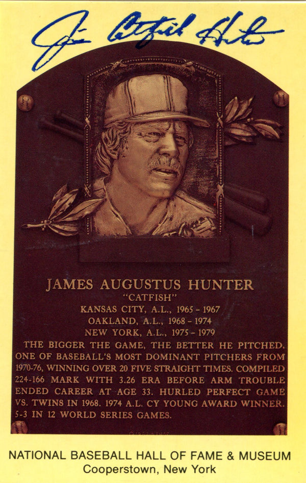 Jim Catfish Hunter Autographed Hall of Fame Plaque