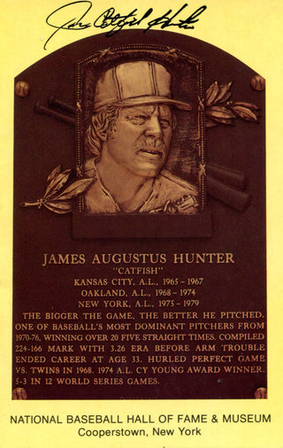 Jim Catfish Hunter Autographed Hall of Fame Plaque