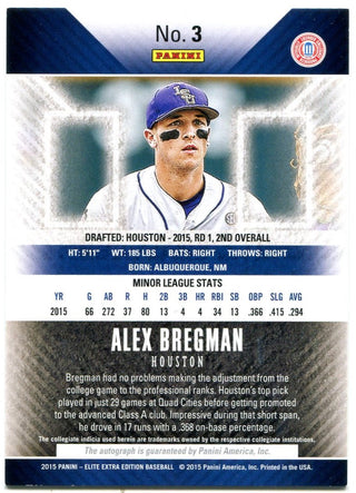 Alex Bregman Panini Elite Extra Edition Signed 2015