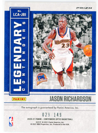 Jason Richardson Autographed 2020-21 Panini Contenders Optic Legendary Contenders Silver Prizm Card #LCA-JRI