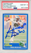 Cris Carter "HOF 2013" Autographed 1989 Score Card #72 (PSA Auto GEM MT 10)