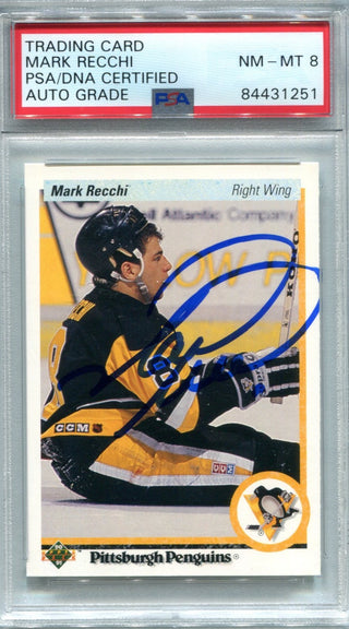 Mark Recchi 1990 Upper Deck #178 PSA Auto NM-MT 8 Card