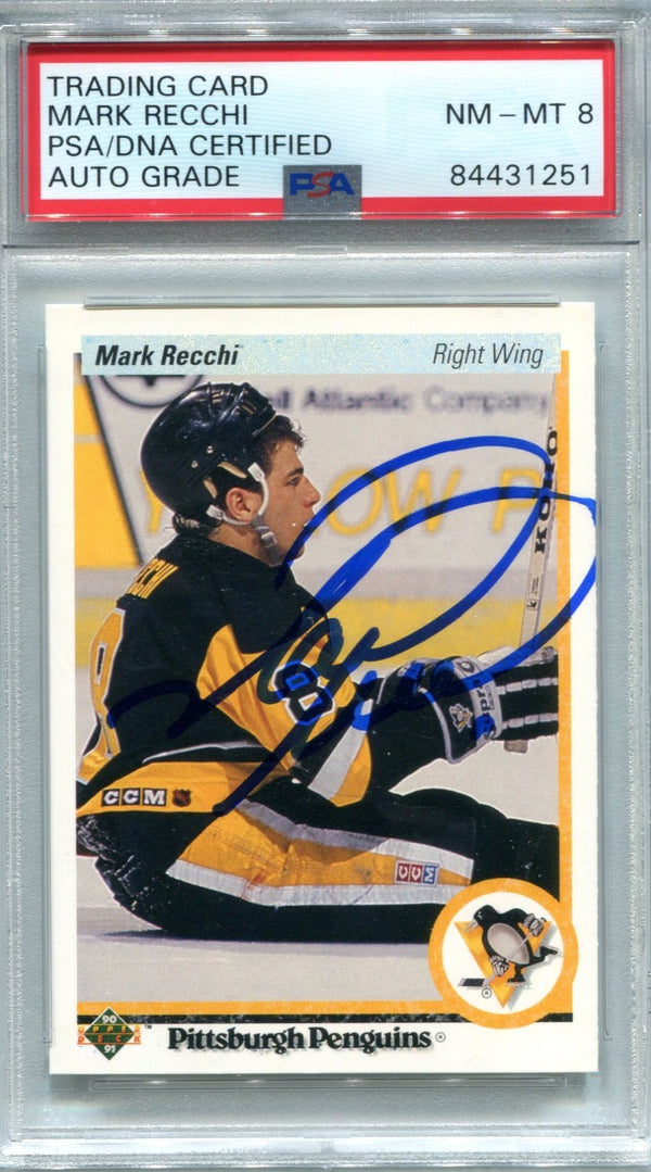 Mark Recchi 1990 Upper Deck #178 PSA Auto NM-MT 8 Card