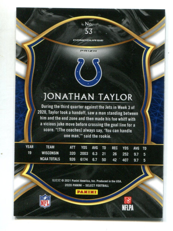 Jonathan Taylor 2021 Panini Select #53 Concourse Prizm Card