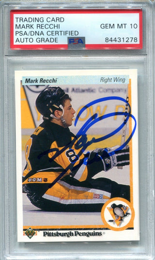 Mark Recchi 1990 Upper Deck #178 PSA Auto Gem MT 10 Card