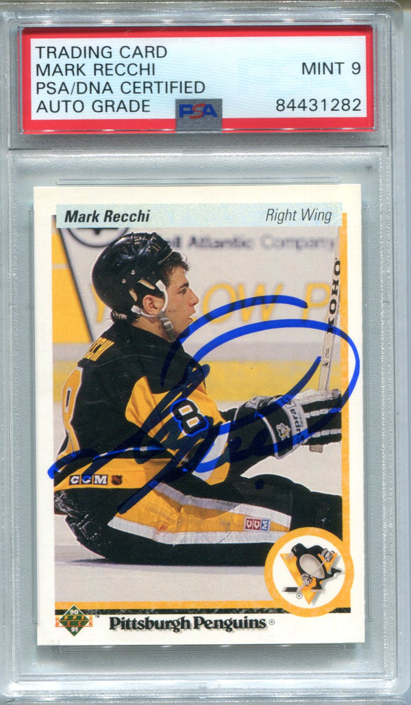 Mark Recchi 1990 Upper Deck #178 PSA Auto Mint 9 RC