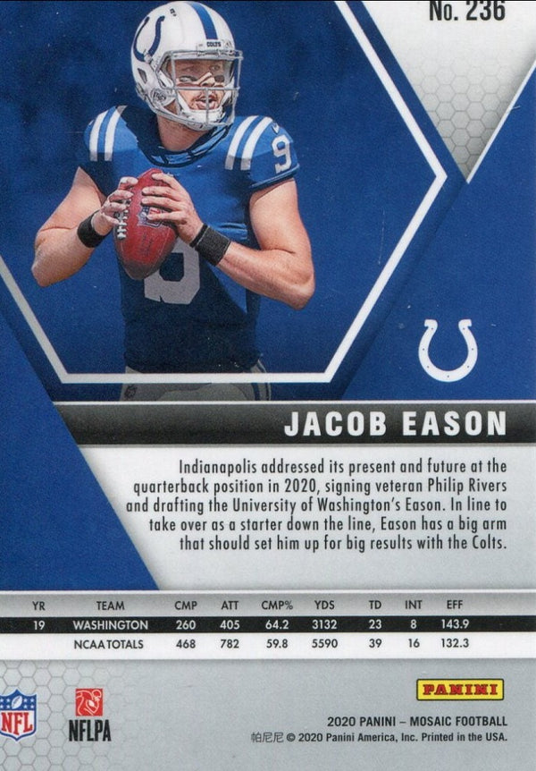 Jacob Eason 2020 Panini Mosaic Rookie Card