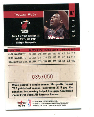 Dwyane Wade 2003 Fleer Patchworks Ruby #117 /050